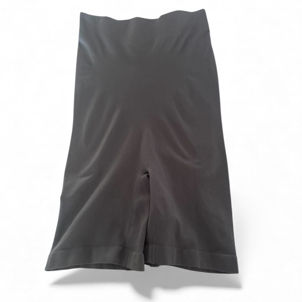 High Waist Wide Band Mid Thigh Short Shaper Size Large Dark  Gray EUC